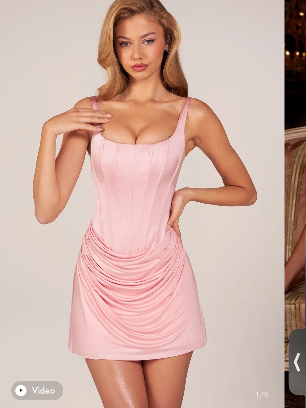 Oh Polly Blush Pink Corset Drape Mini Dress